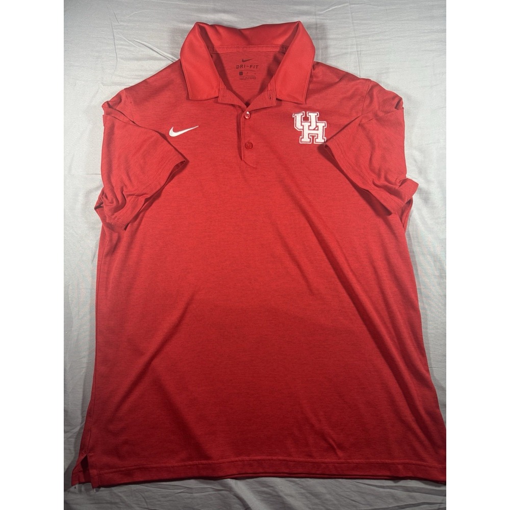 Nike Dri-Fit Men's University Of Houston Red Short Sleeve Polo Size Large
